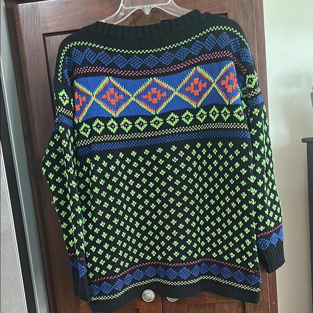 Ralph Lauren Black and Green Crew Neck Sweater with Nordic Pattern - Picture 3 of 3